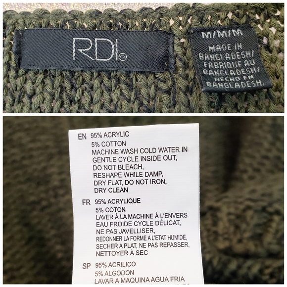 RDI Open Knit Sweater Green Medium Elbow patches - Picture 5 of 8